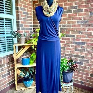 Jones New York Collection Indigo Sleeveless Faux Wrap Maxi Dress Small NWT